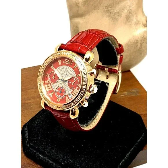 JBW Women's Watch JB6210LW Diamond Quartz Chronograph Rose Gold Red Leat… - Picture 2 of 15